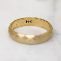 Faceted & Brushed 14k Gold Half Round Band Size 10