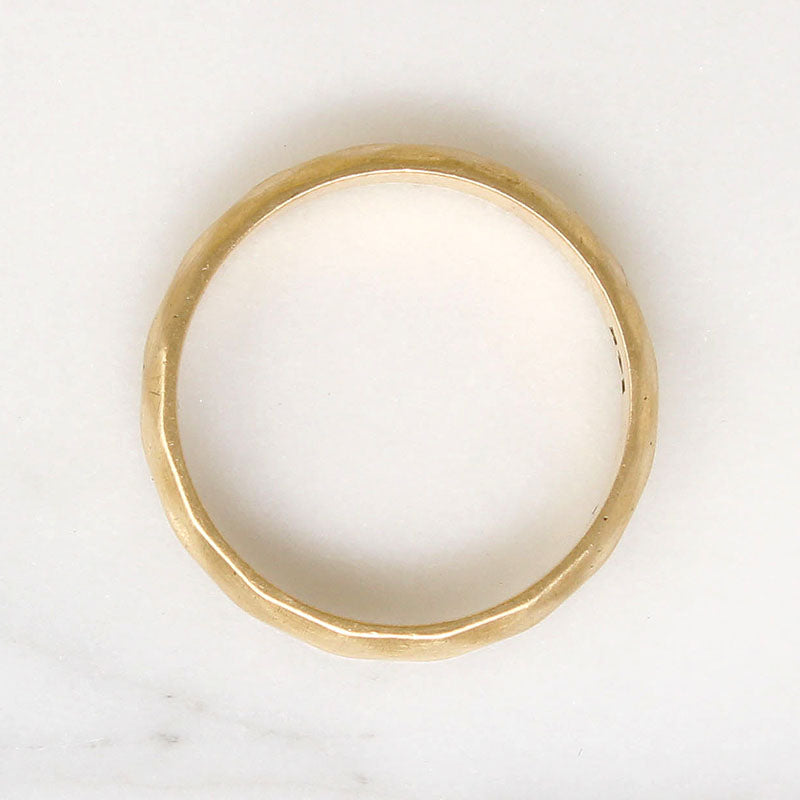 Faceted & Brushed 14k Gold Half Round Band Size 10