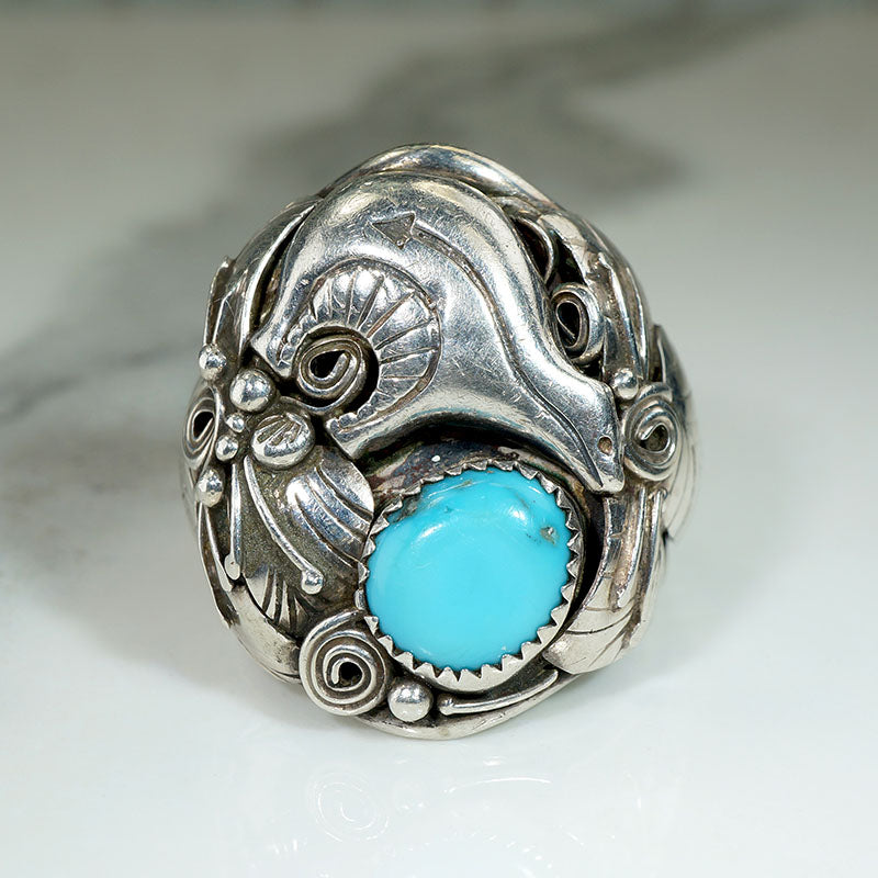 Fantastical Scene Turquoise & Sterling Silver Ring