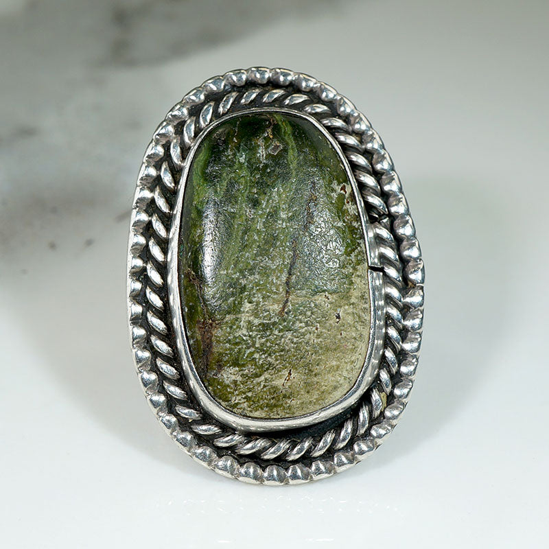 Subtle Gradated Green Turquoise & Silver Ring