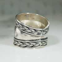 Extra Wide Sterling Band with Plaited Edges