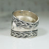 Extra Wide Sterling Band with Plaited Edges