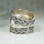 Extra Wide Sterling Band with Plaited Edges