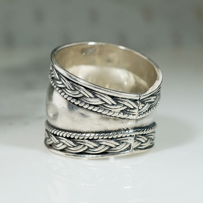 Extra Wide Sterling Band with Plaited Edges
