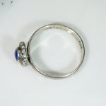 Bright Blue Lapis & Sterling Halo Solitaire Ring