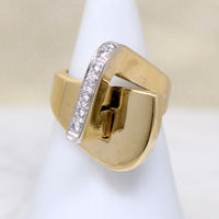 Sculptural Mid Mod 18k & Diamond Statement Ring