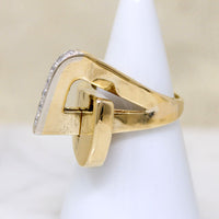 Sculptural Mid Mod 18k & Diamond Statement Ring