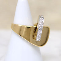 Sculptural Mid Mod 18k & Diamond Statement Ring