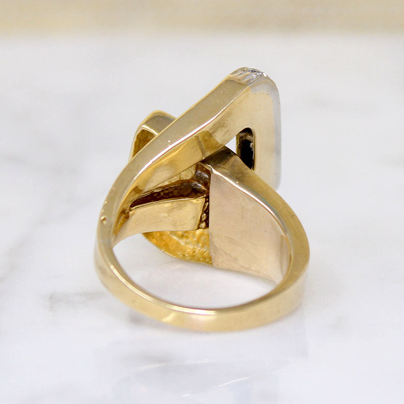 Sculptural Mid Mod 18k & Diamond Statement Ring