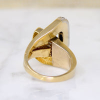 Sculptural Mid Mod 18k & Diamond Statement Ring