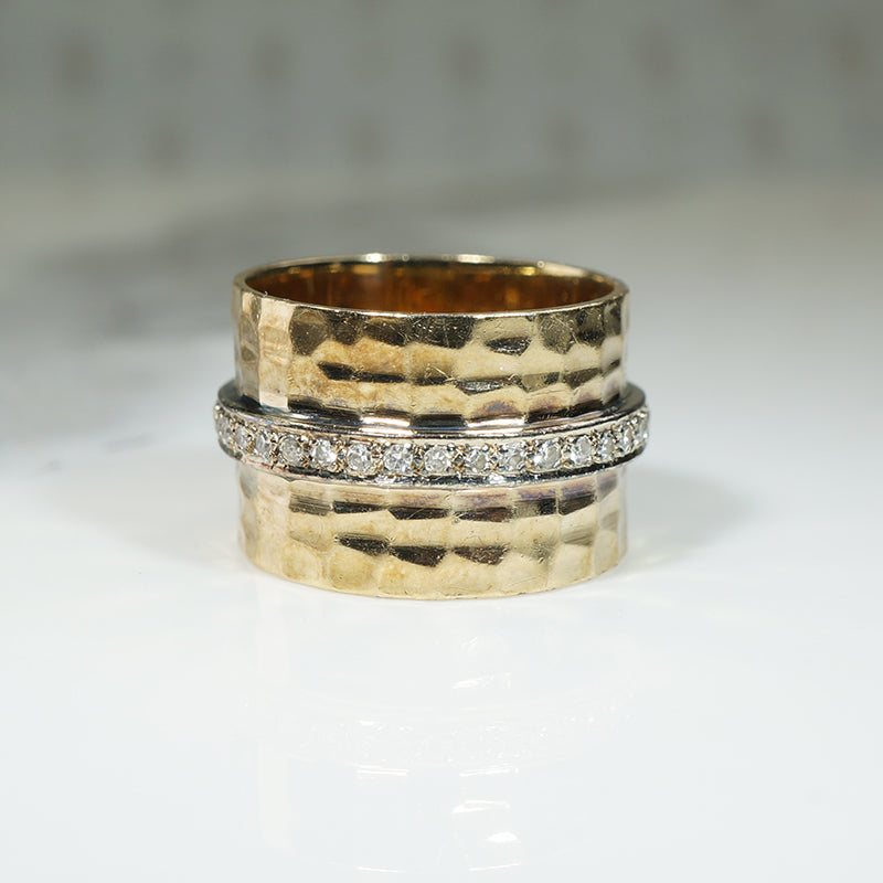 Fab Wide Gold and Diamond Band