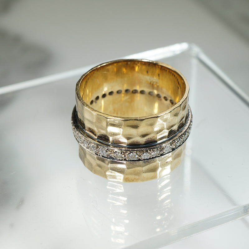 Fab Wide Gold and Diamond Band