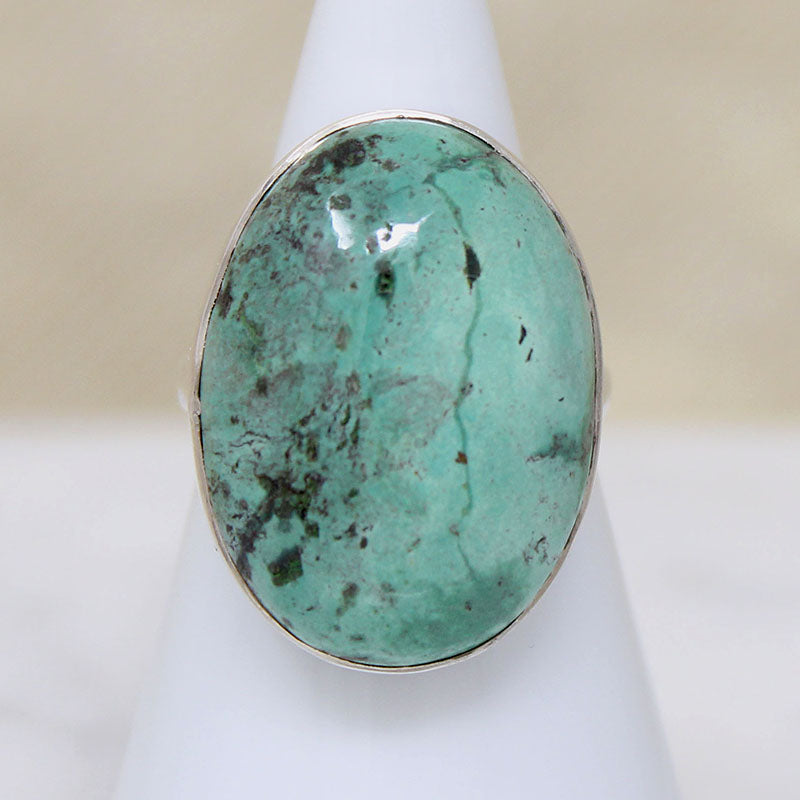 Placid Green Turquoise in Sterling Ring