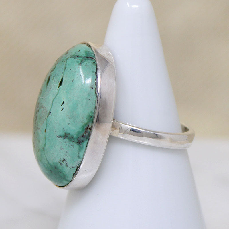 Placid Green Turquoise in Sterling Ring