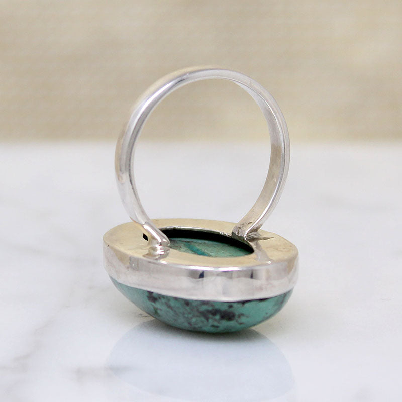 Placid Green Turquoise in Sterling Ring