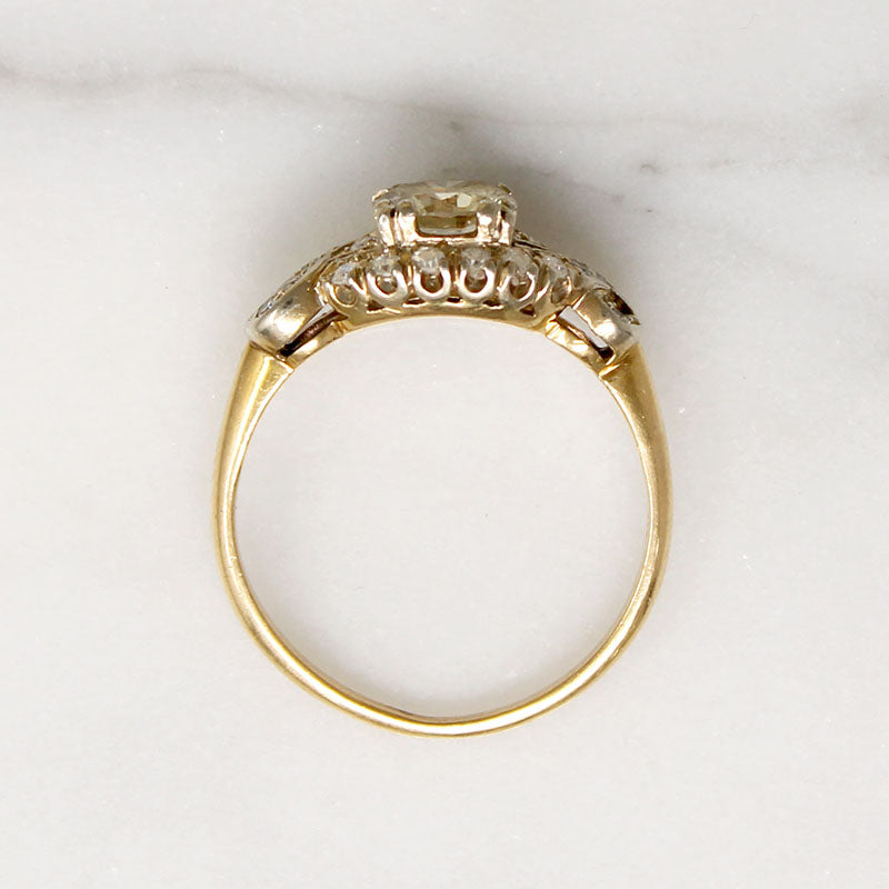 Gorgeous Yellow-Brown Diamond in 1930s Engagement Ring