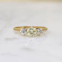 Edwardian Trilogy Ring with White & Yellow Diamonds