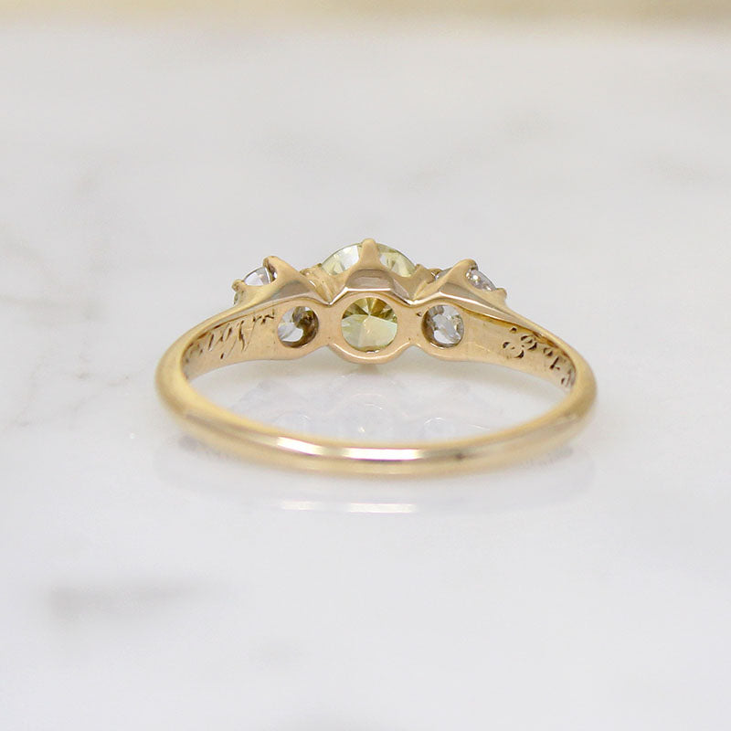 Edwardian Trilogy Ring with White & Yellow Diamonds