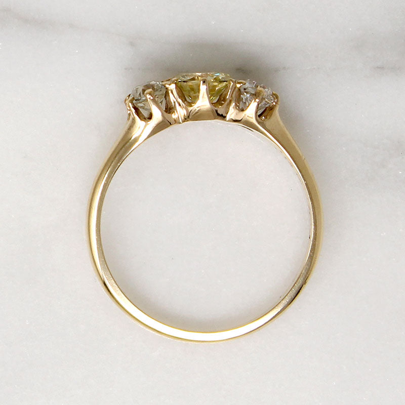 Edwardian Trilogy Ring with White & Yellow Diamonds