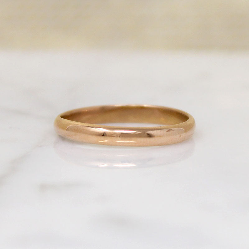 Rosy 18k Gold Size 8 Half Round Wedding Band