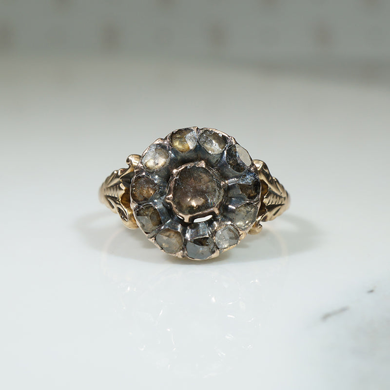 Eerie Georgian Rose Cut Diamond Cluster Ring