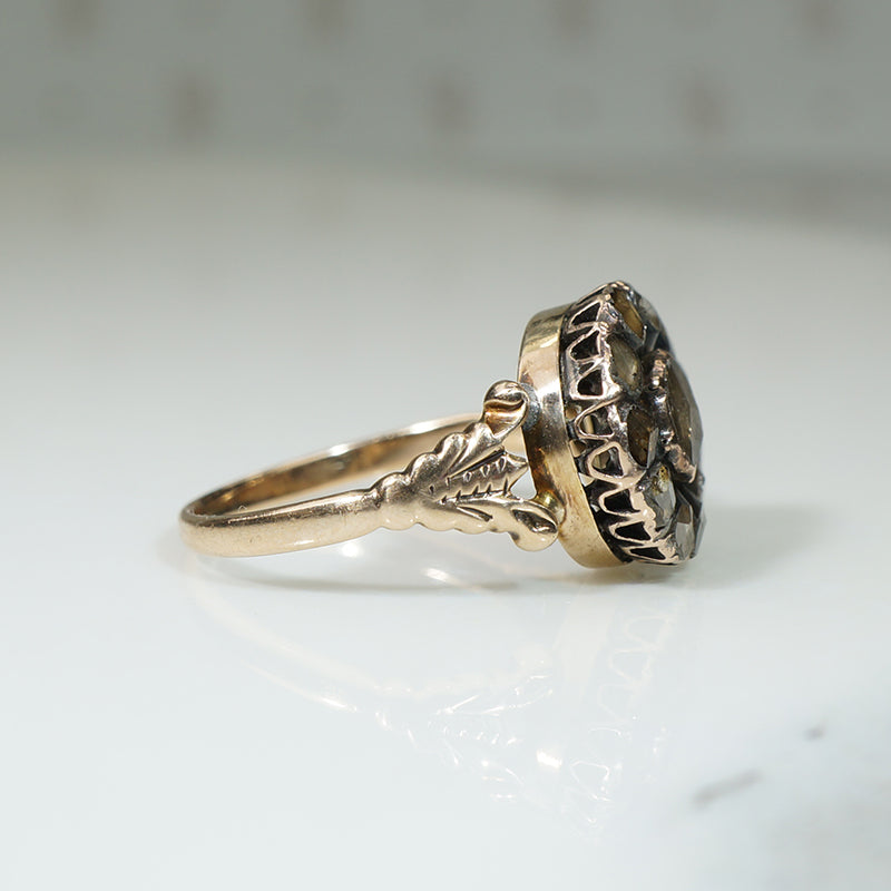 Eerie Georgian Rose Cut Diamond Cluster Ring