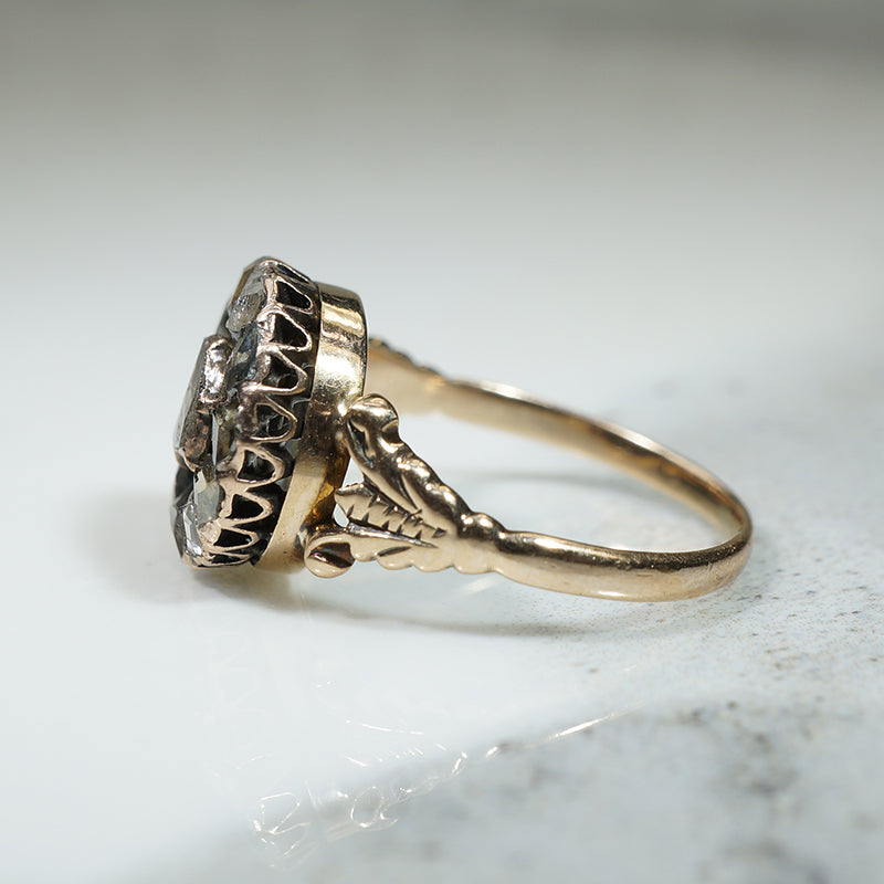 Eerie Georgian Rose Cut Diamond Cluster Ring