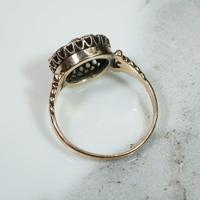 Eerie Georgian Rose Cut Diamond Cluster Ring