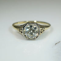 Lovely Yellow Gold Filigree OEC Diamond Ring