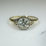 Lovely Yellow Gold Filigree OEC Diamond Ring
