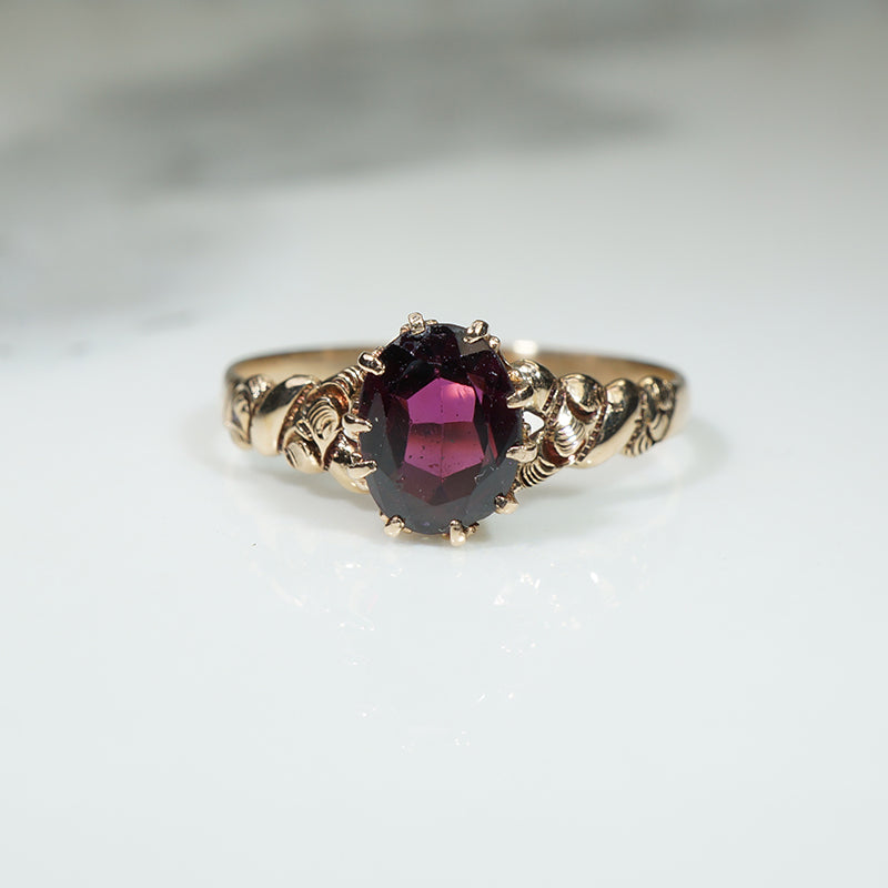 Rosy Gold and Garnet Ring c1890