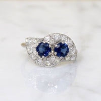 Dramatic Sapphire Toi et Moi Ring in Platinum