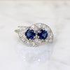 Dramatic Sapphire Toi et Moi Ring in Platinum