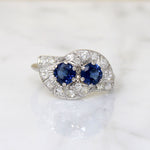 Dramatic Sapphire Toi et Moi Ring in Platinum