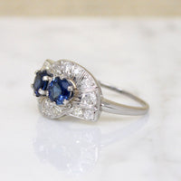 Dramatic Sapphire Toi et Moi Ring in Platinum