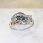 Dramatic Sapphire Toi et Moi Ring in Platinum