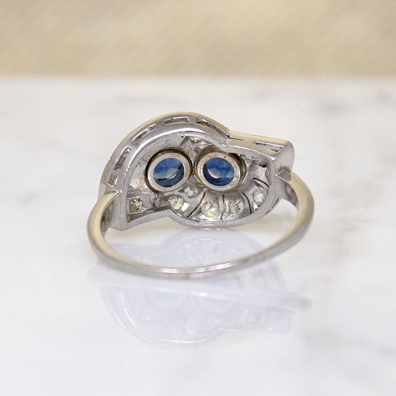Dramatic Sapphire Toi et Moi Ring in Platinum