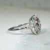 Sparkling Diamond set Square Ring with Emerald Accents