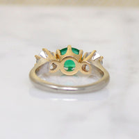Emerald & Diamond Mid Century Two-Tone Trilogy Ring