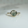 Moss Agate & Diamond in Gold Bezel Ring
