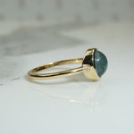 Moss Agate & Diamond in Gold Bezel Ring