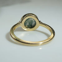 Moss Agate & Diamond in Gold Bezel Ring