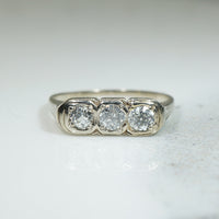 Engraved Deco OMC Diamond Ring