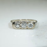 Engraved Deco OMC Diamond Ring