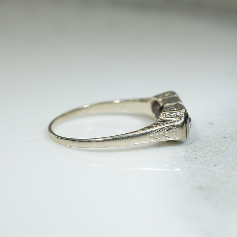 Engraved Deco OMC Diamond Ring