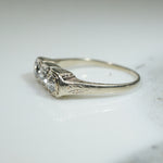 Engraved Deco OMC Diamond Ring