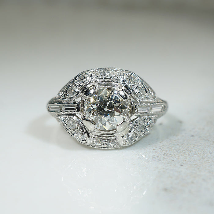 Gorgeous 1930s Platinum OEC Diamond Ring