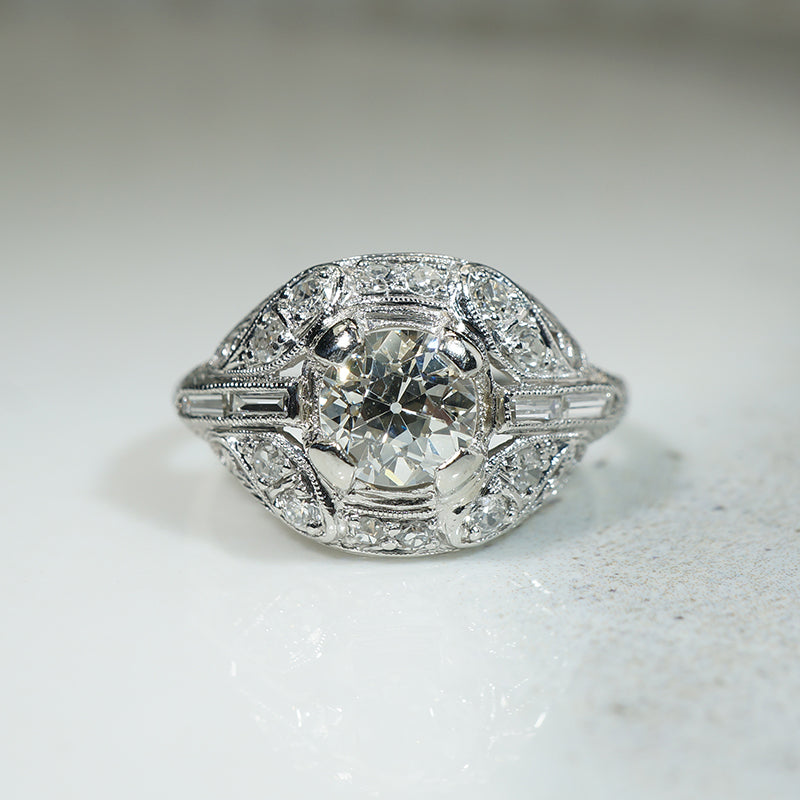 Gorgeous 1930s Platinum OEC Diamond Ring