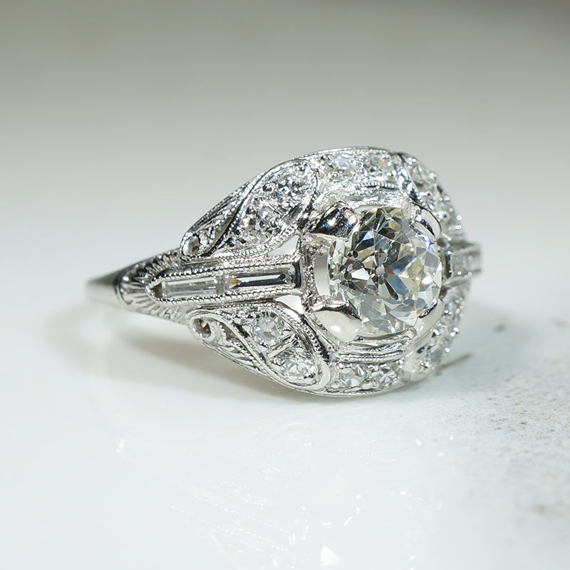 Gorgeous 1930s Platinum OEC Diamond Ring