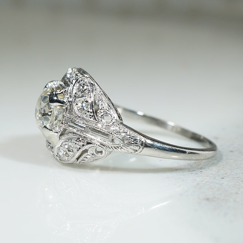 Gorgeous 1930s Platinum OEC Diamond Ring